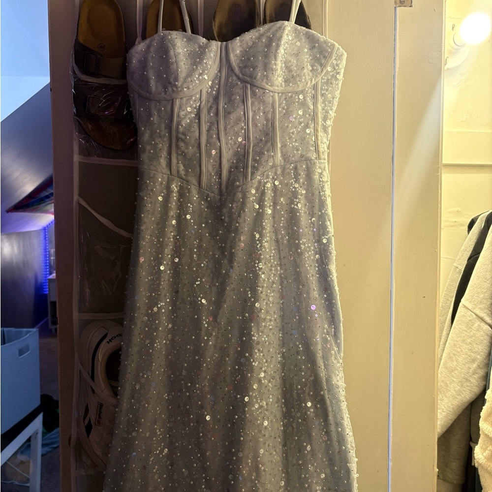 Elegant Sequin Dress - light blue